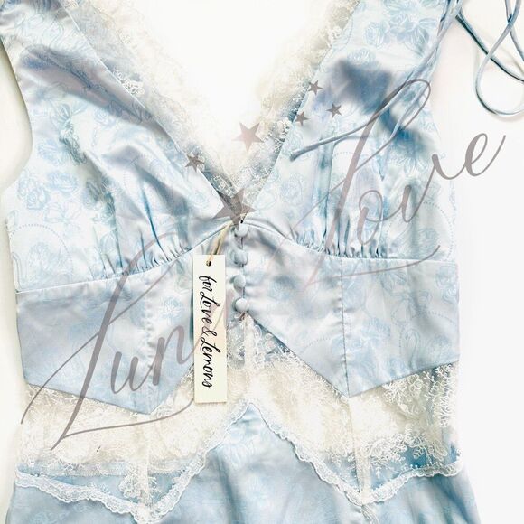 FOR LOVE & LEMONS Hattie Jacquard Maxi Dress In Blue (size S) NWT - Picture 6 of 13